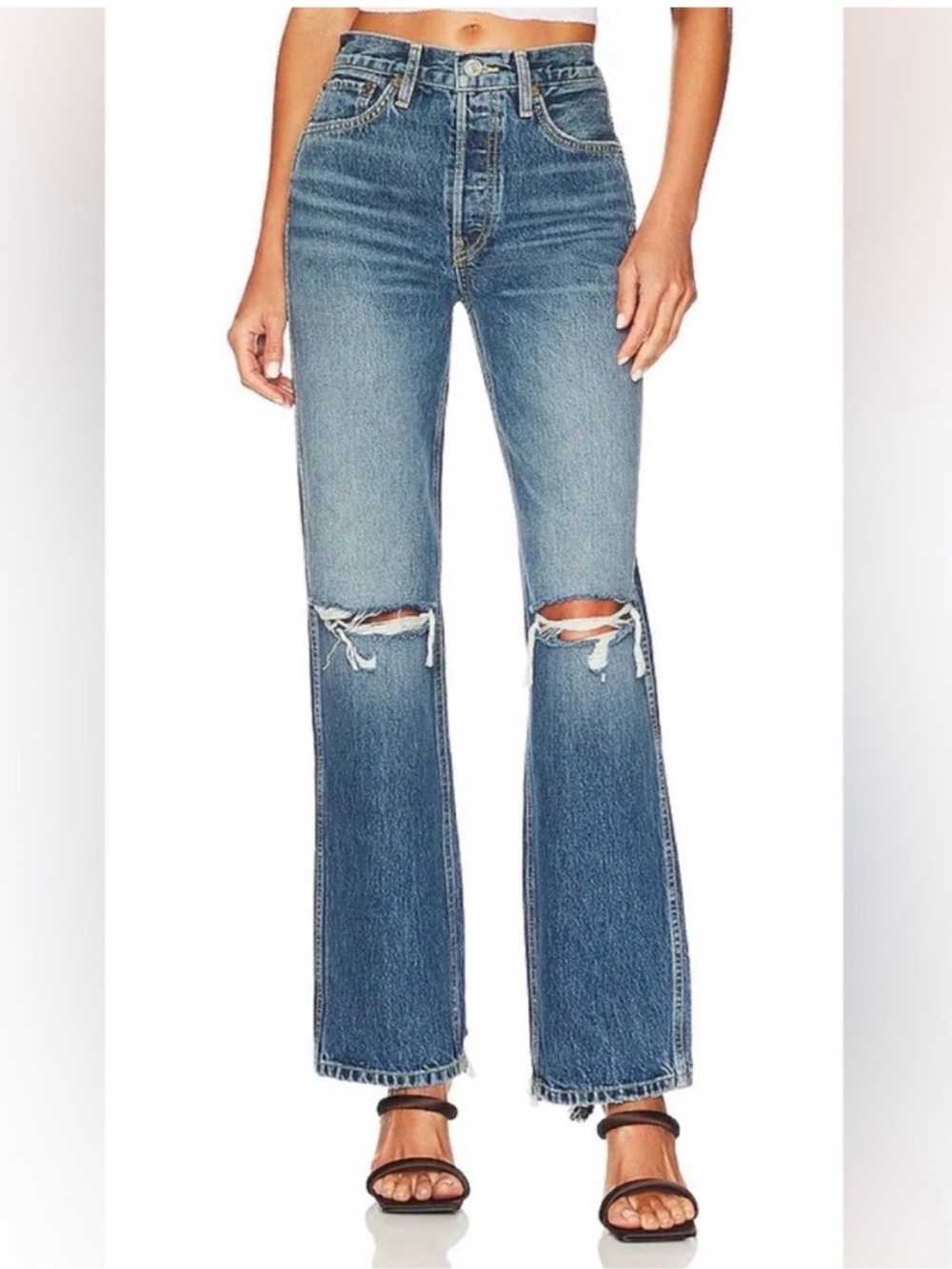 Re/Done High-Rise  90s Jeans Distressed Jeans - color is destroyed Mar size 32